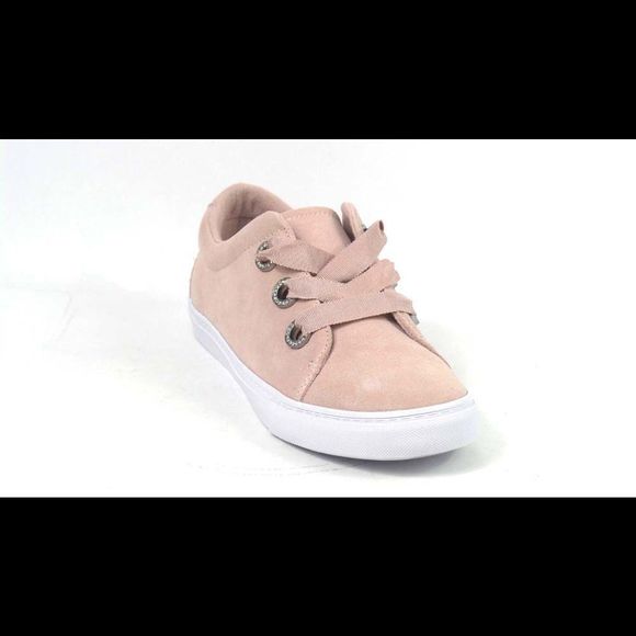 Isaac Mizrahi Live! SOHO Grosgrain Lace-Up Suede Sneakers Blush - Medium - Picture 2 of 5